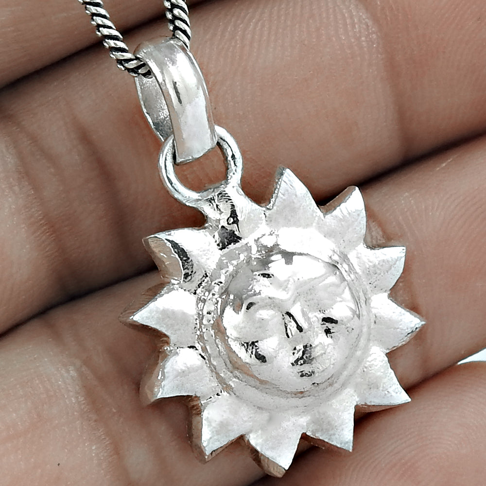 Solid 925 Silver Sun Pendant Indian Jewelry