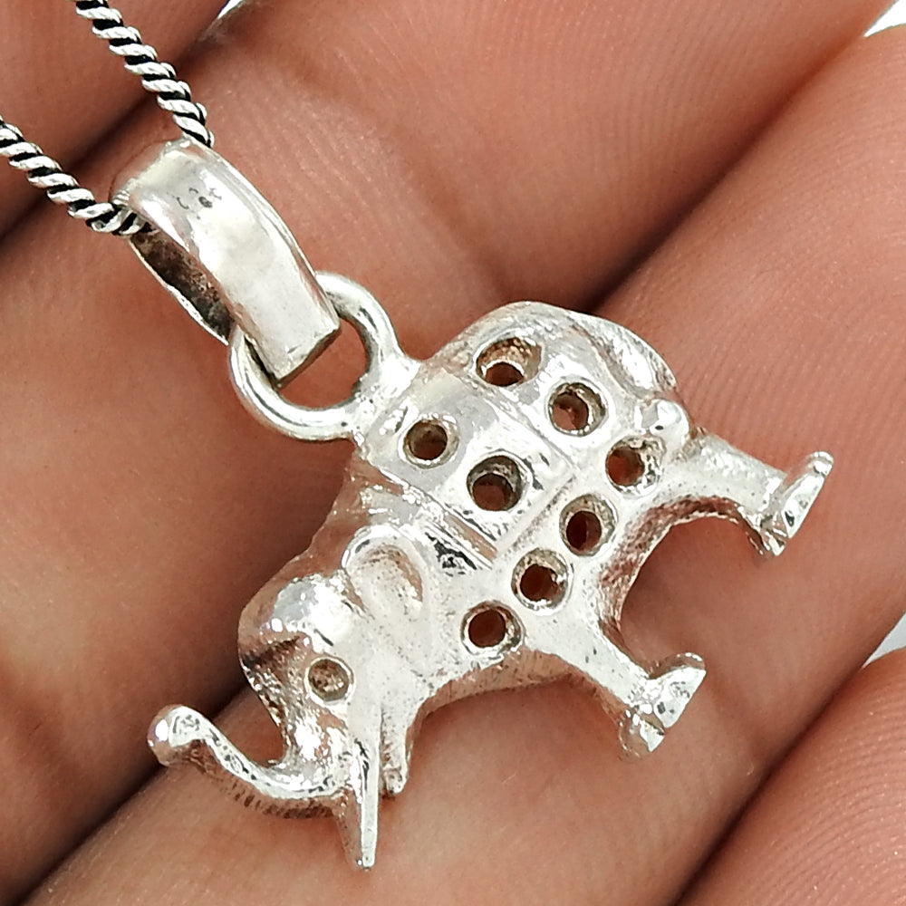 925 Sterling Silver Handcrafted Elephant Charm Pendant