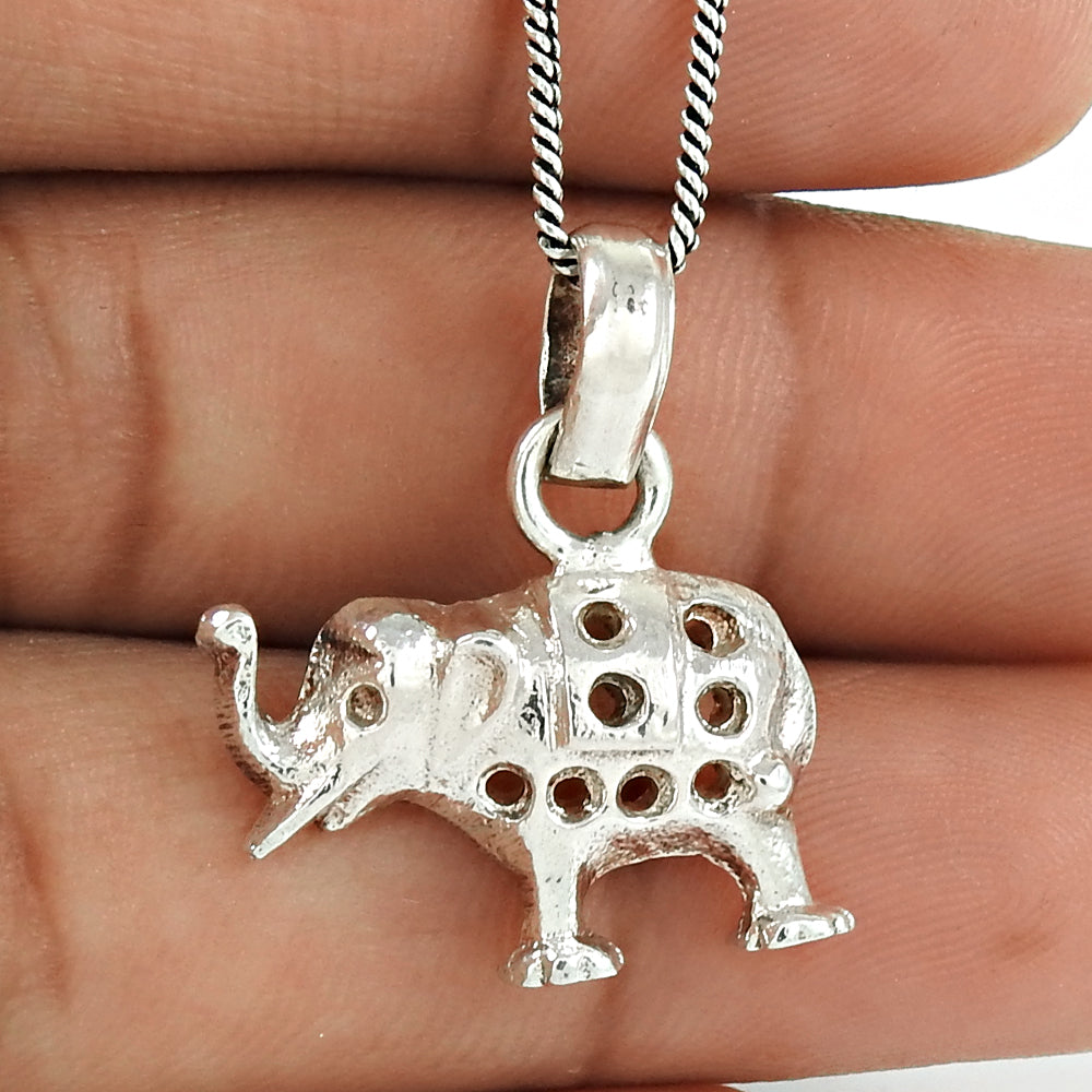 925 Sterling Silver Handcrafted Elephant Charm Pendant