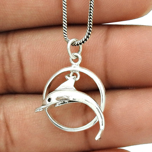 925 Sterling Silver Dolphin Pendant