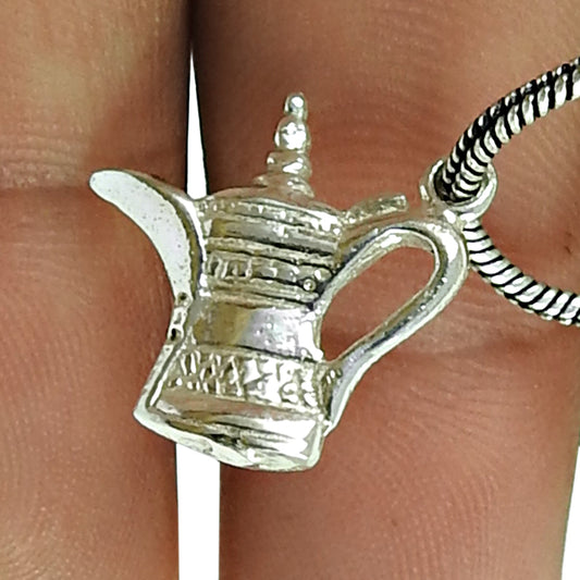 925 Sterling Silver Mughal Teapot Charm Pendant