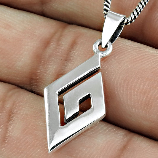 925 Sterling Silver Greek Key Meander Pendant