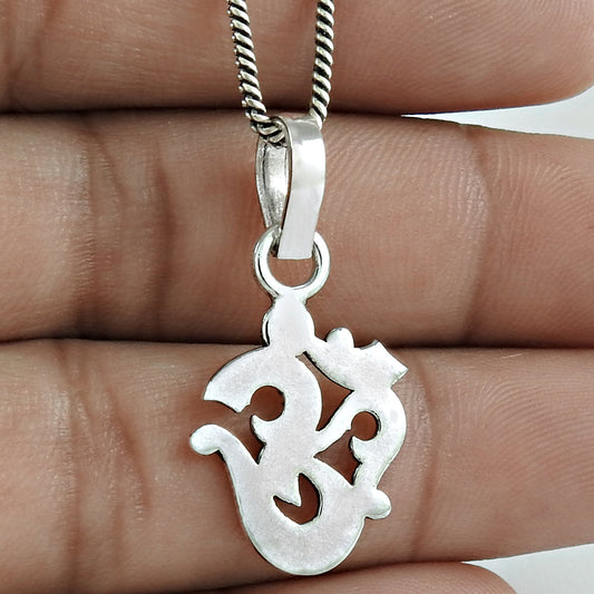 925 Sterling Silver Om Pendant Indian Religious Jewelry