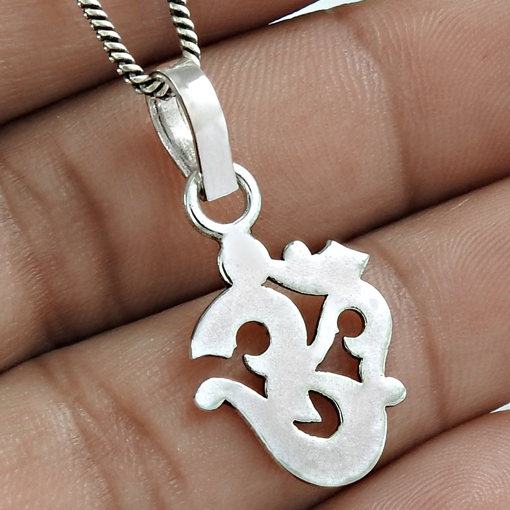 925 Sterling Silver Om Pendant Indian Religious Jewelry