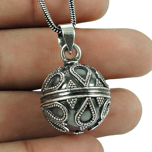 925 Sterling Oxidized Silver Ball Pendant