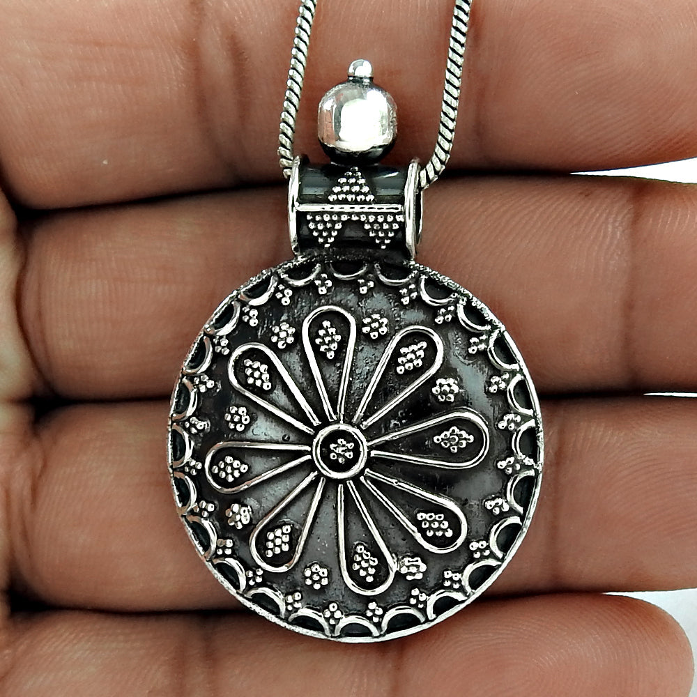 Oxidized Sterling Silver Handmade Statement Pendant