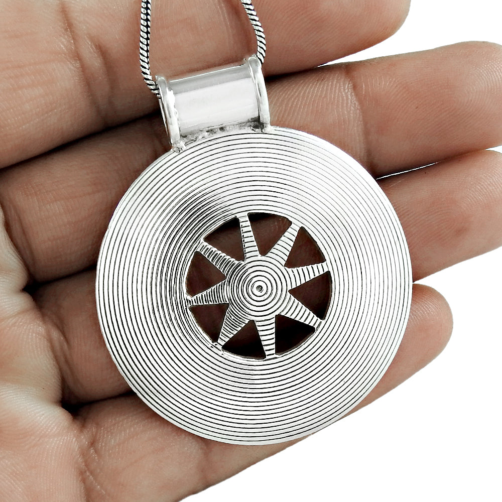 Oxidized Sterling Silver Handmade Chakra Pendant