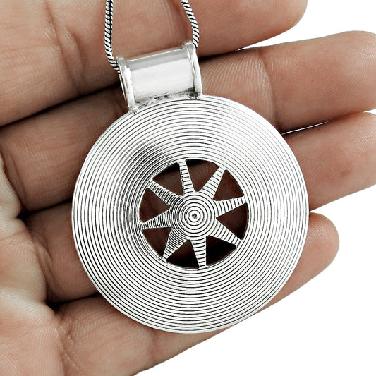 Oxidized Sterling Silver Handmade Chakra Pendant