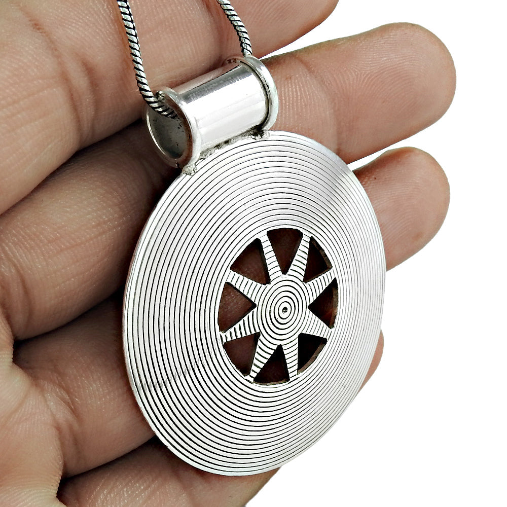 Oxidized Sterling Silver Handmade Chakra Pendant