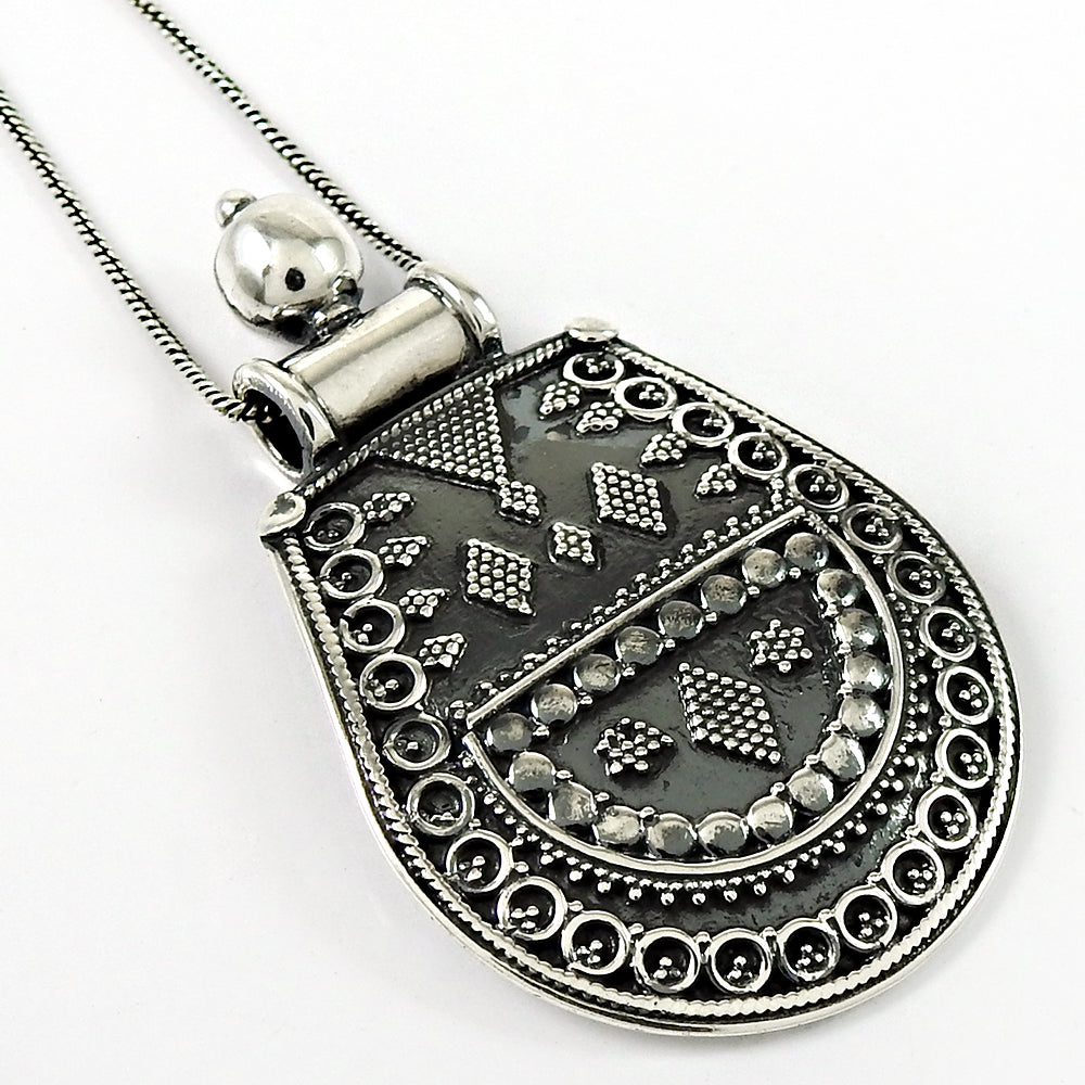 Tribal Pendant 925 Sterling Solid Silver Oxidized Jewelry