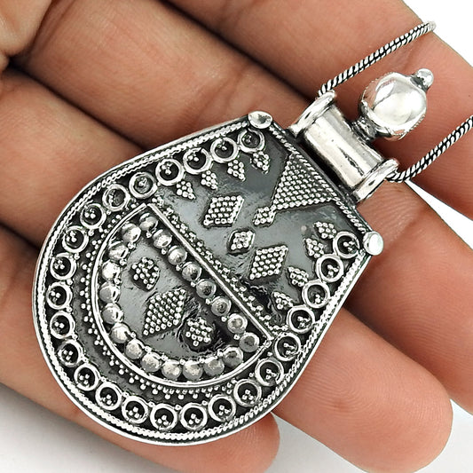 Tribal Pendant 925 Sterling Solid Silver Oxidized Jewelry