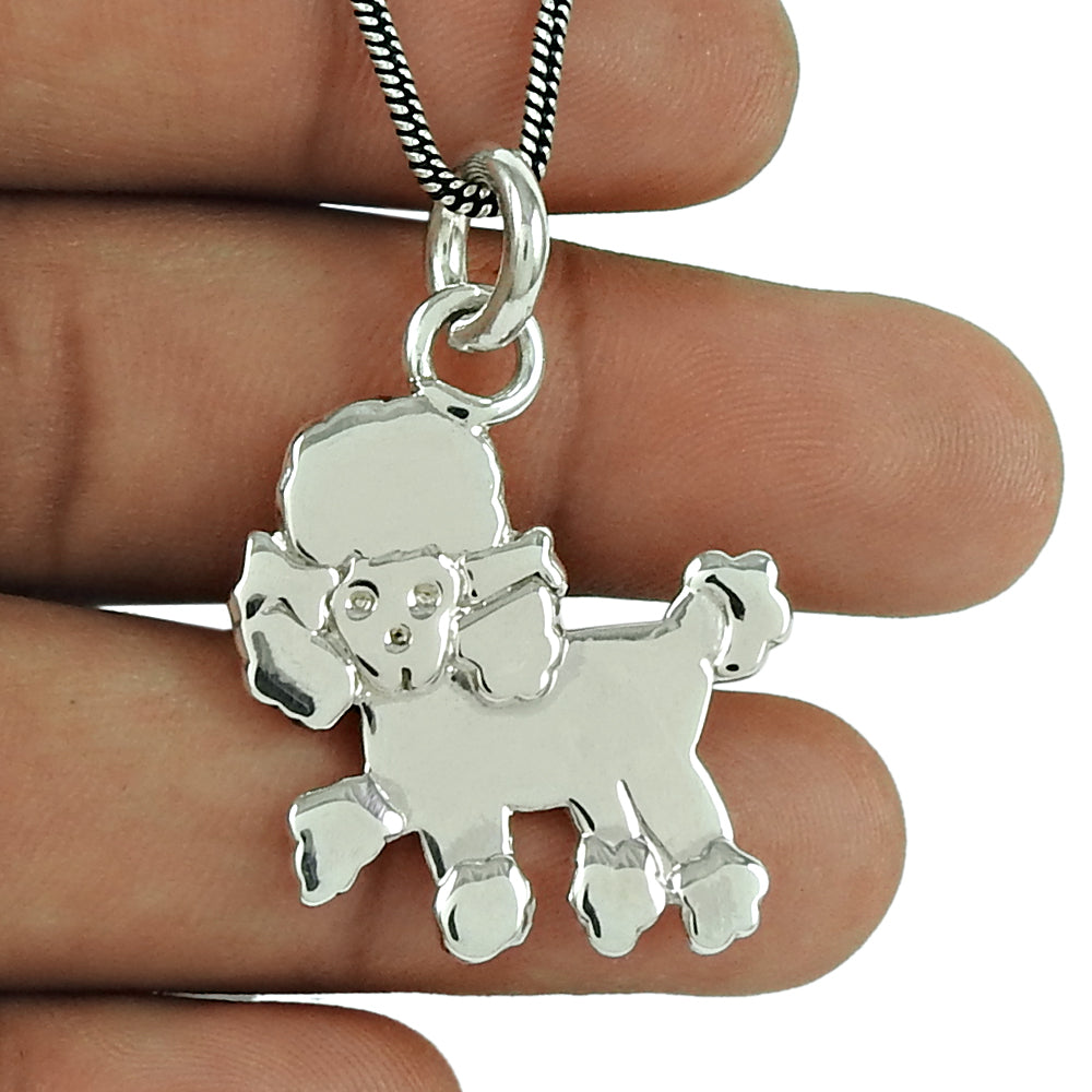 Solid 925 Sterling Silver Poodle Charm Pendant