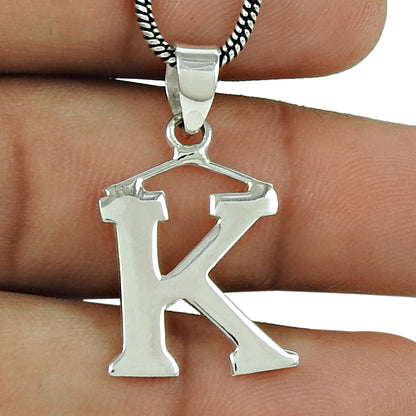 Solid 925 Sterling Silver Alphabet Pendants