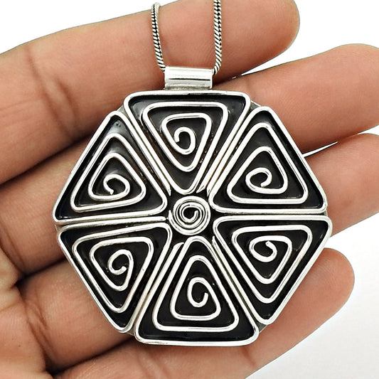 Oxidized 925 Solid Sterling Silver Chakra Pendant Gift Jewelry