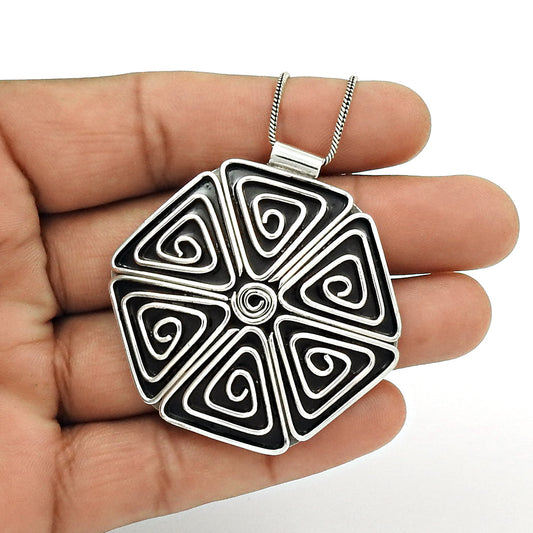 Oxidized 925 Solid Sterling Silver Chakra Pendant Gift Jewelry
