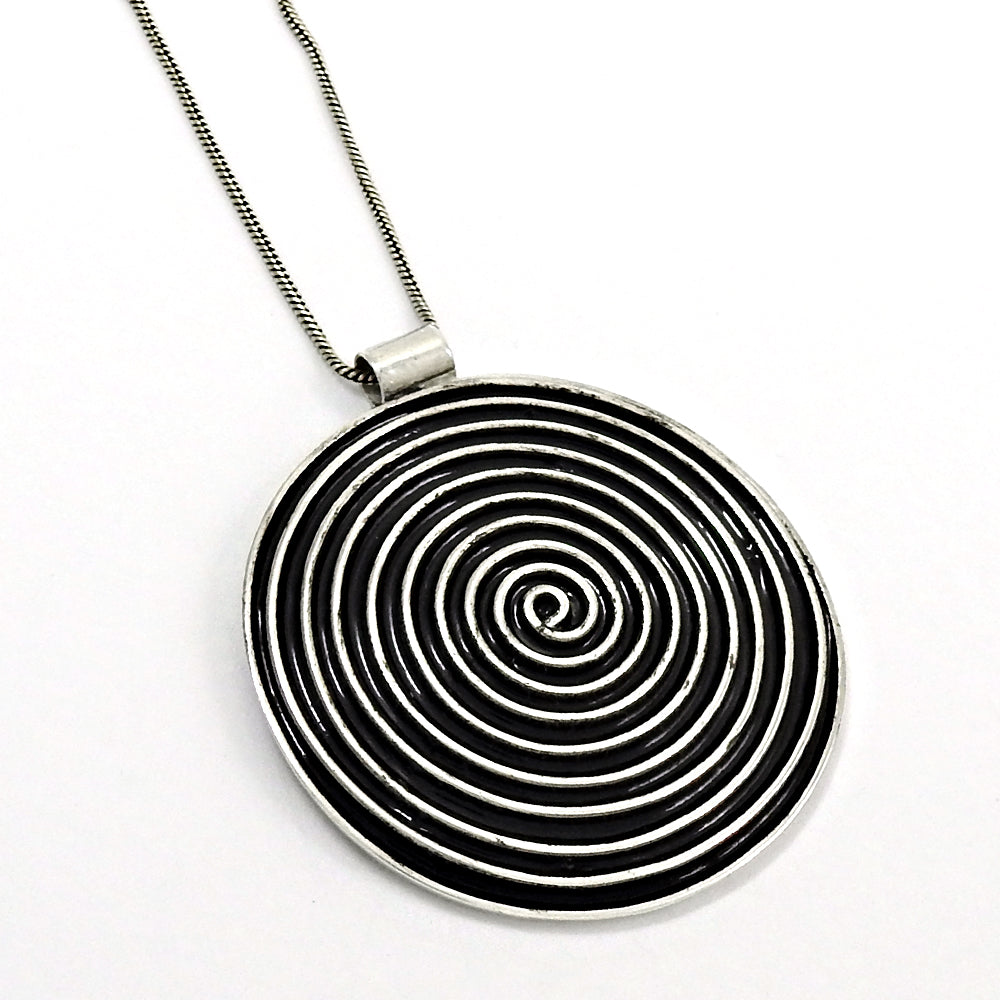 Vintage Sterling Silver 925 Round Modernist Spiral Pendant