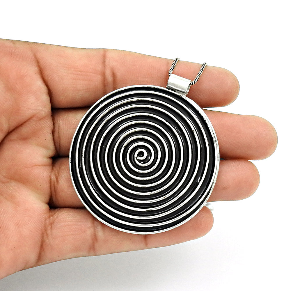 Vintage Sterling Silver 925 Round Modernist Spiral Pendant