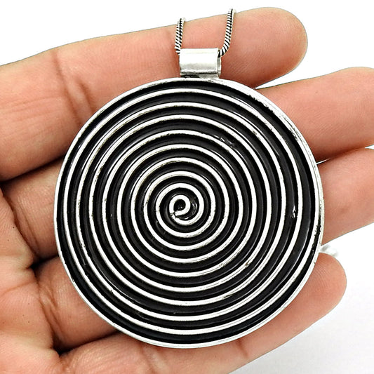 Vintage Sterling Silver 925 Round Modernist Spiral Pendant
