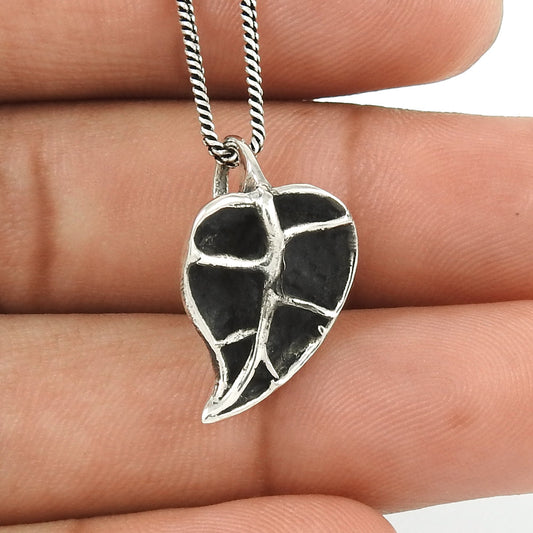 925 Solid Sterling Silver Leaf Pendant