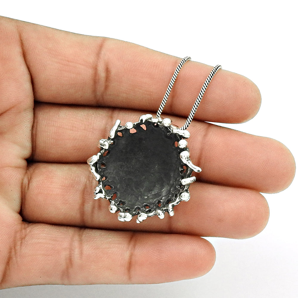 925 Sterling Oxidized Silver Handmade Pendant