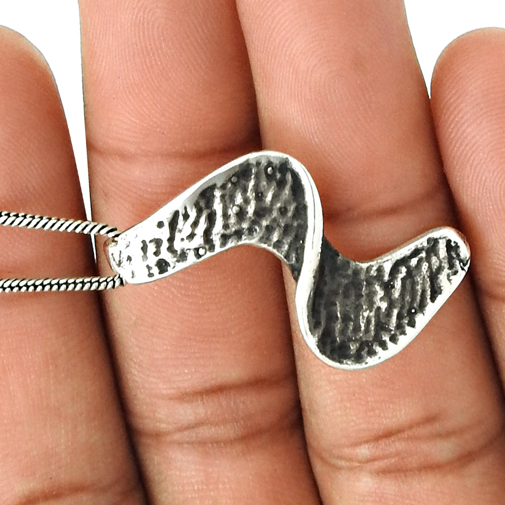 925 Sterling Oxidized Silver Unique Shape Pendant Necklace