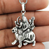 Solid 925 Sterling Silver Goddess Durga Pendant Indian Jewelry