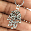 925 Solid Sterling Silver Handmade Hamsa Pendant Jewelry