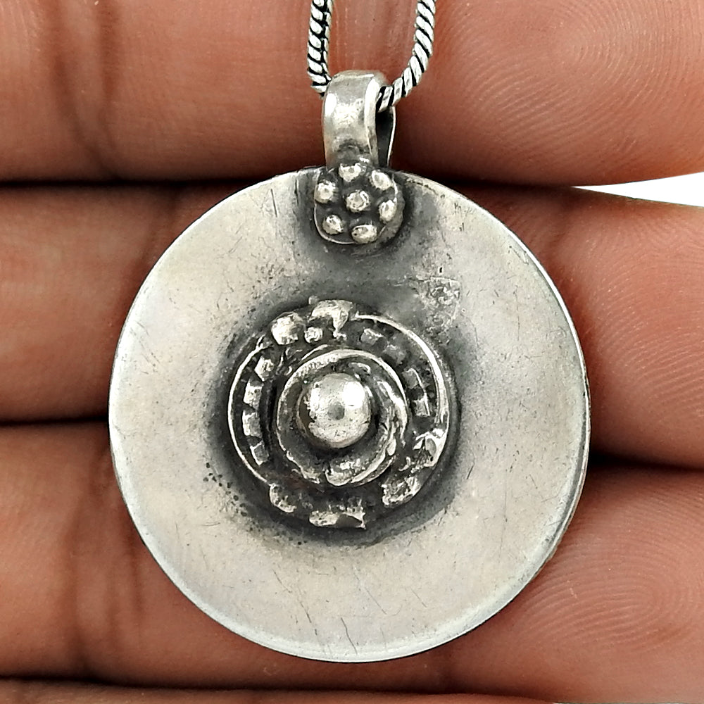 Solid 925 Sterling Silver Pendant Indian Handmade Jewelry