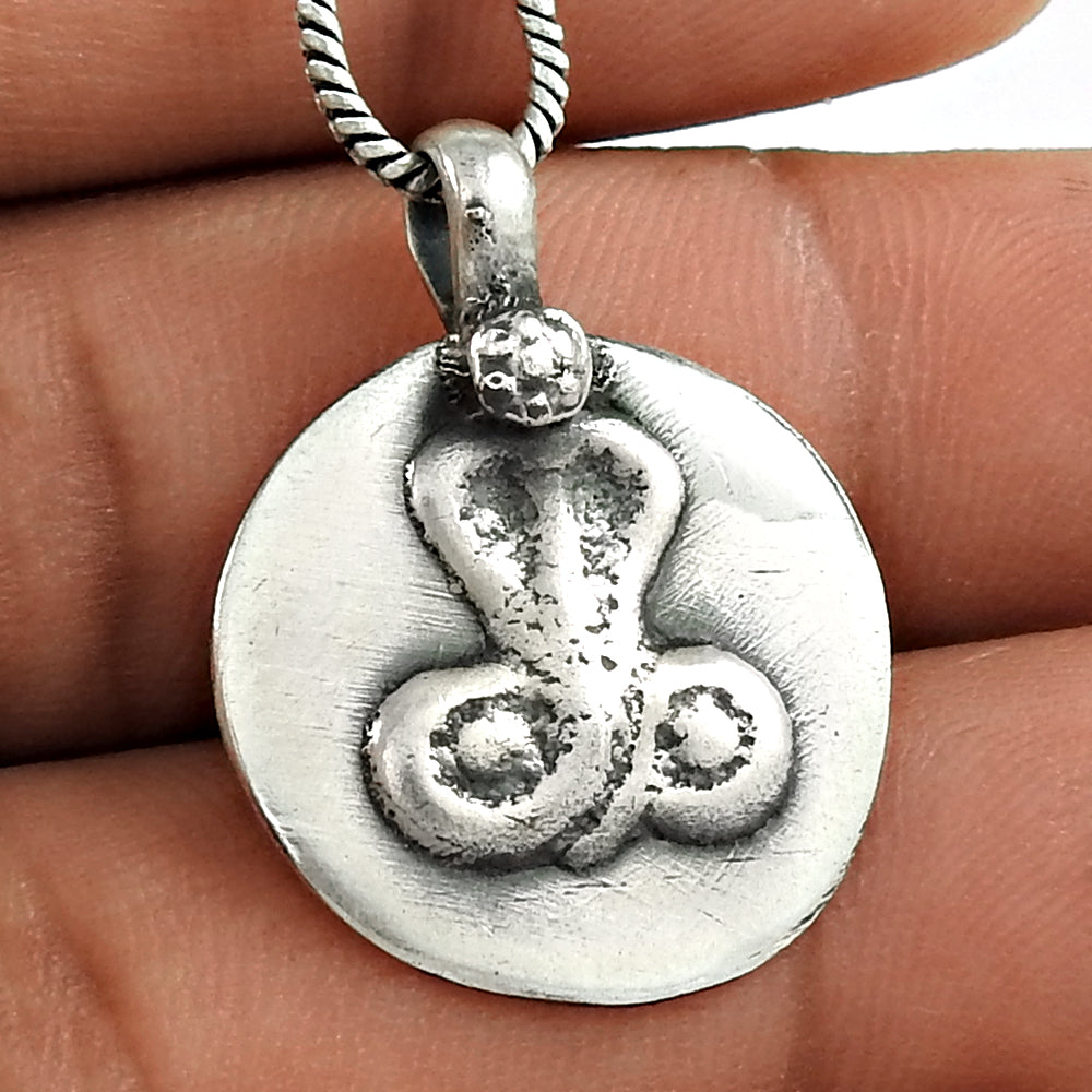 Solid 925 Sterling Silver Snake Pendant Handmade Jewelry
