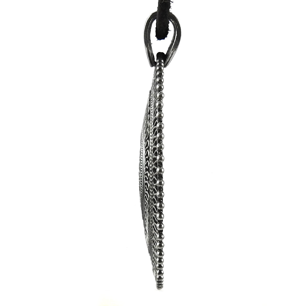 Solid 925 Sterling Oxidized Silver Indian Artisan Pendant