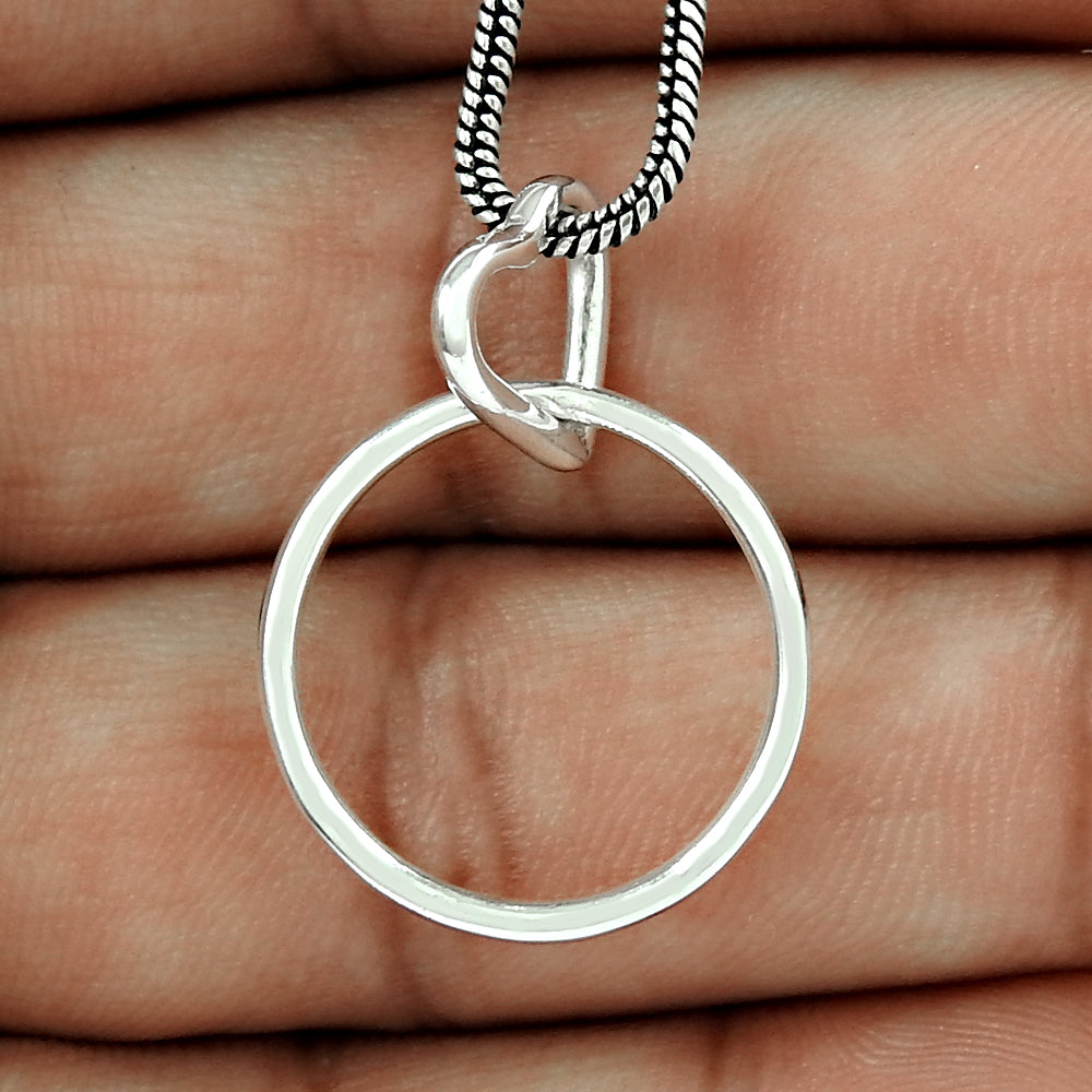 Solid 925 Sterling Silver Hanging Heart Pendant
