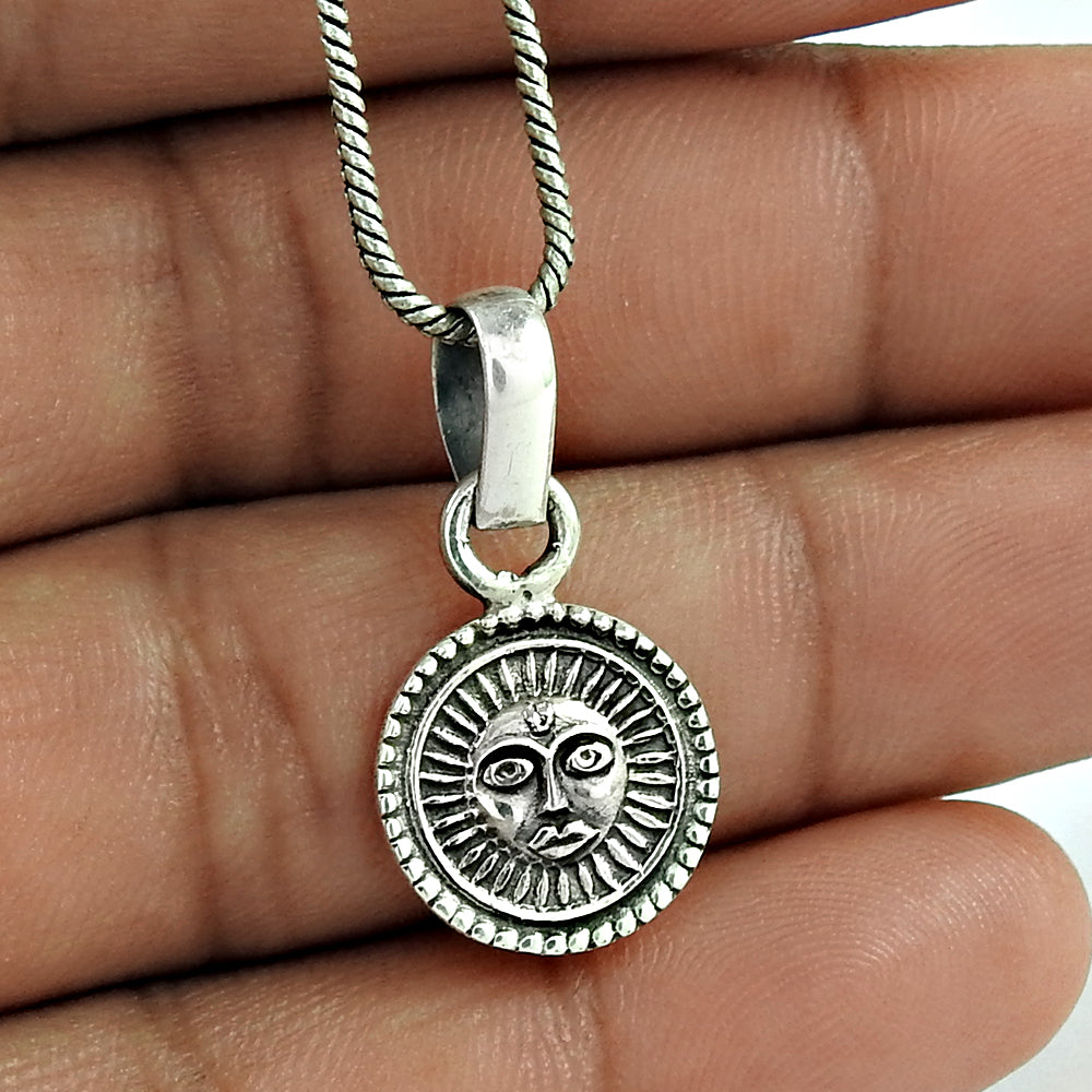 Solid 925 Sterling Silver Sun Pendant