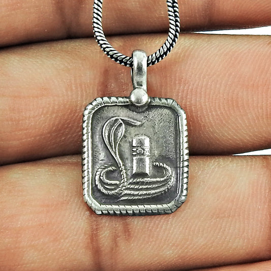 925 Sterling Silver Shivling Pendant Temple Jewelry