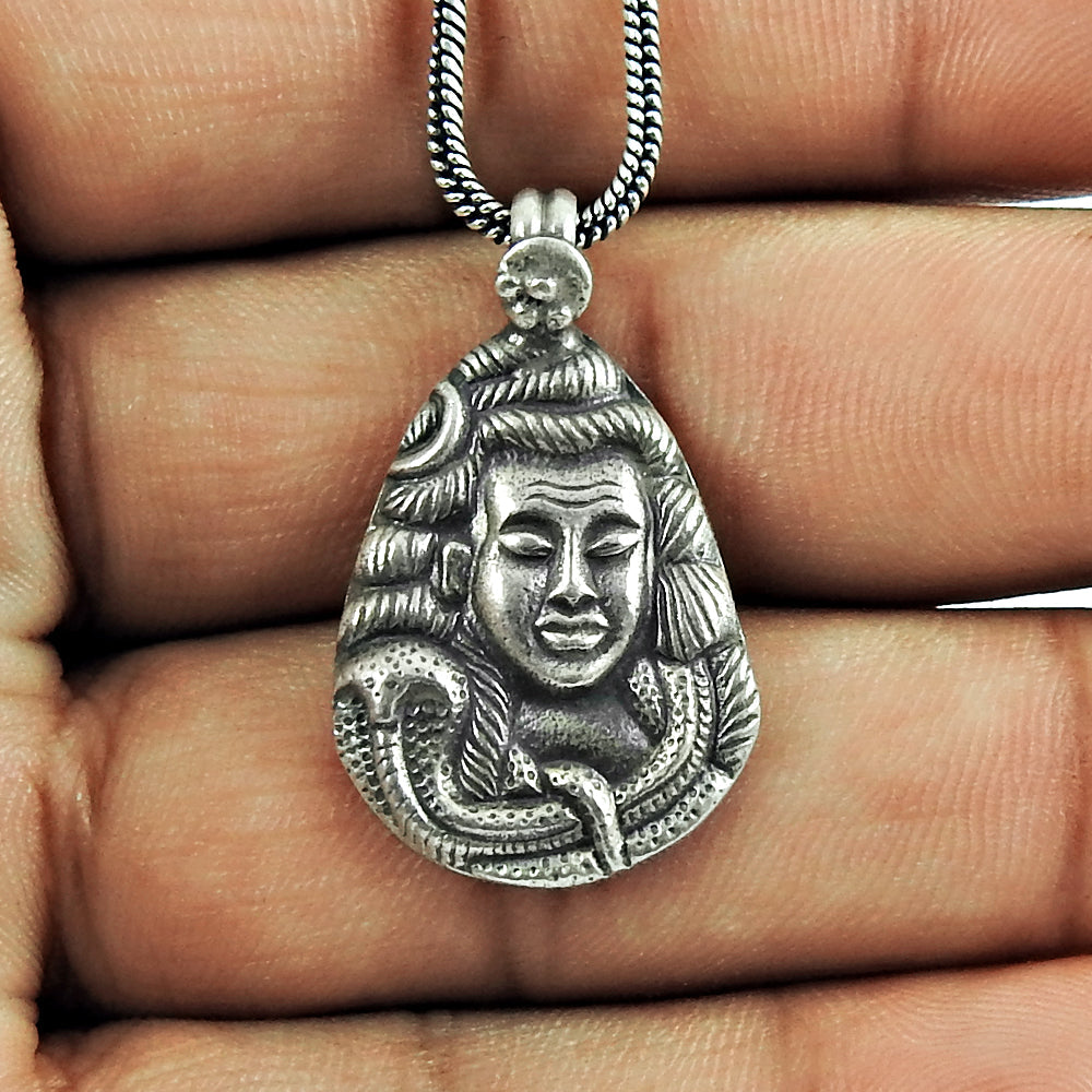 Lord Shiva Pendant 925 Sterling Silver Handmade Jewelry