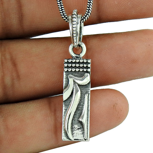 Solid 925 Sterling Silver Geometric Pendant Jewelry