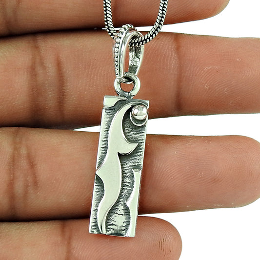 Solid 925 Sterling Silver Handmade Geometric Pendant