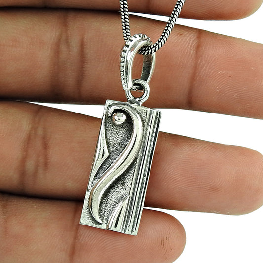 Solid 925 Silver Geometric Pendant Handmade Jewelry