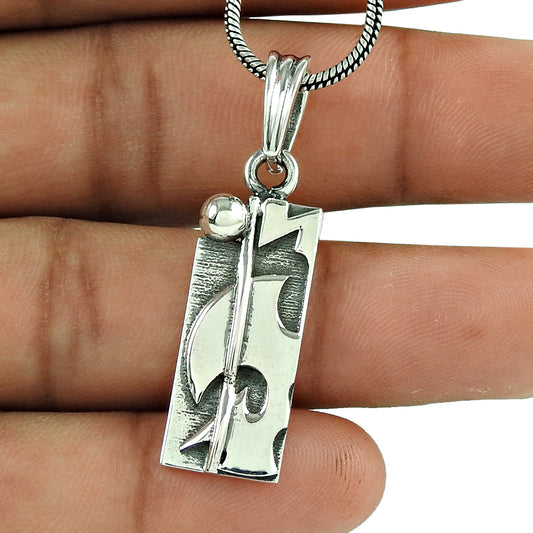 Geometric Pendant Solid 925 Sterling Silver Handmade Jewelry