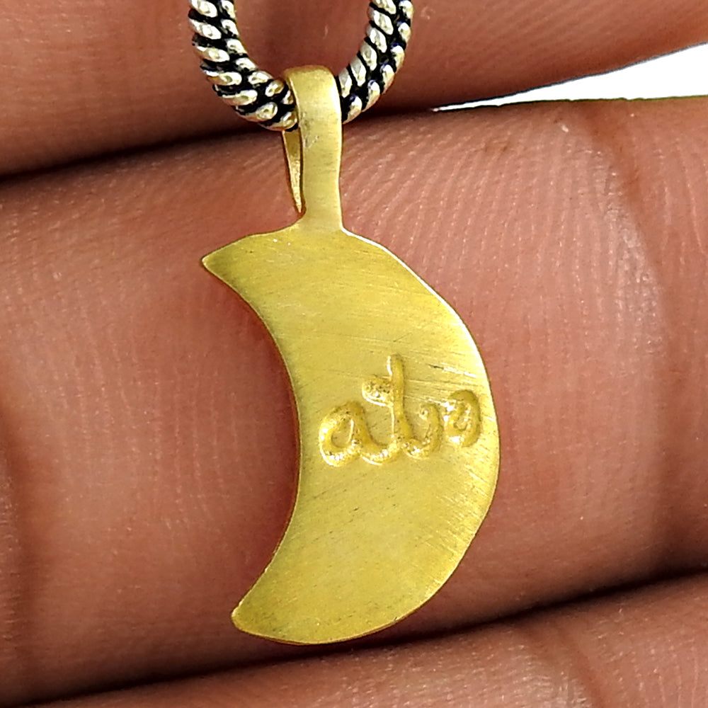 Moon Pendant Gold Plated 925 Sterling Silver Celestial Jewelry