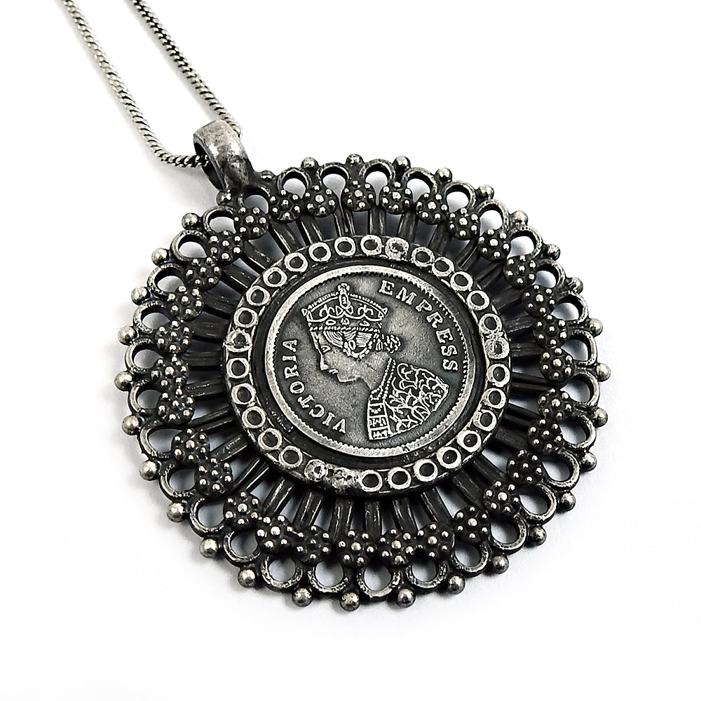 Victoria Empress Coin Pendant 925 Solid Sterling Silver Jewelry
