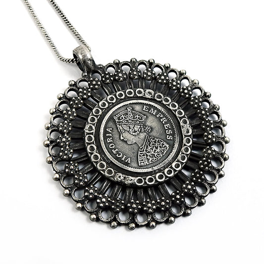 Victoria Empress Coin Pendant 925 Solid Sterling Silver Jewelry