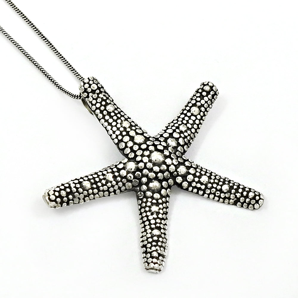 925 Sterling Silver Starfish Pendant Oxidized Jewelry