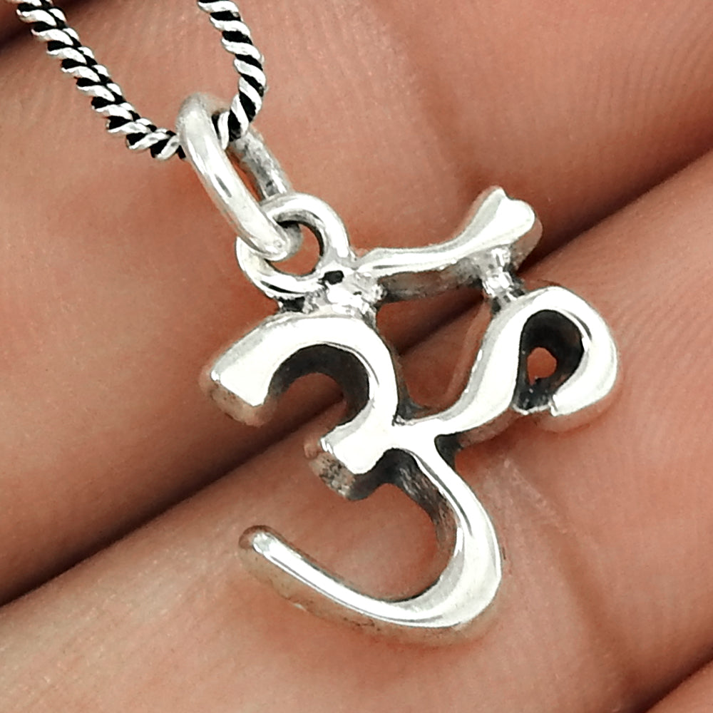 Solid 925 Sterling Silver Om Pendant Indian Jewelry
