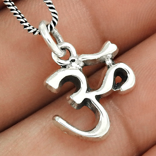 Solid 925 Sterling Silver Om Pendant Indian Jewelry
