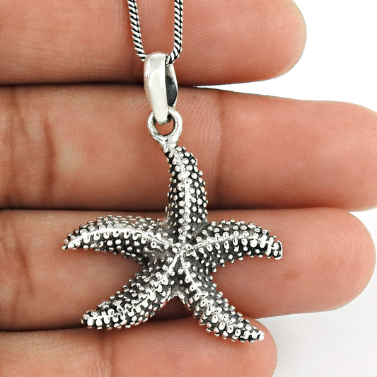 Starfish Pendant 925 Oxidized Sterling Silver Jewelry