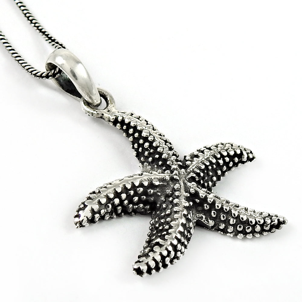 Starfish Pendant 925 Oxidized Sterling Silver Jewelry