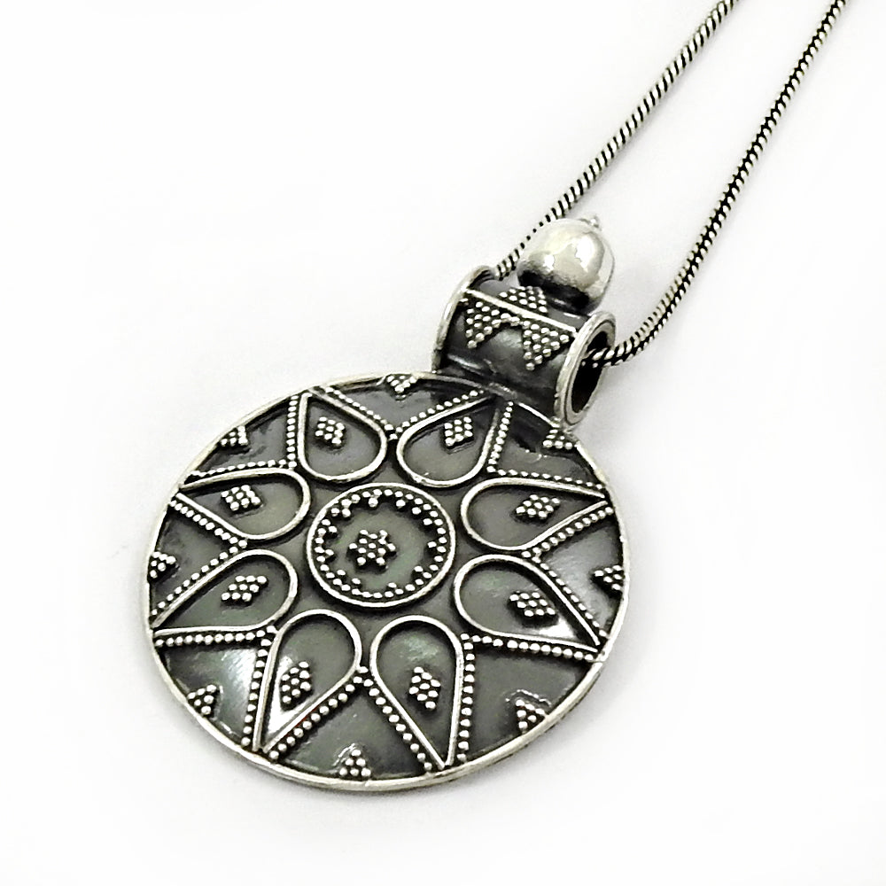 Solid 925 Oxidized Sterling Silver Tribal Pendant