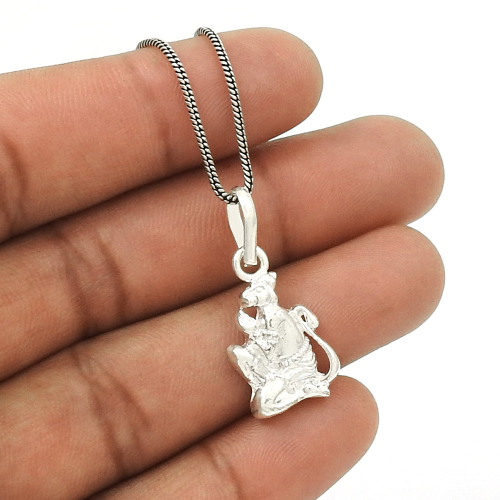 Solid 925 Sterling Silver Lord Hanuman Pendant