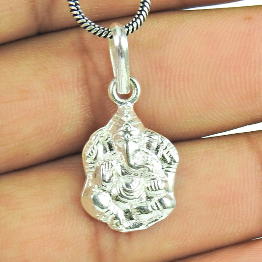 Solid Sterling Silver Lord Ganesha Pendant