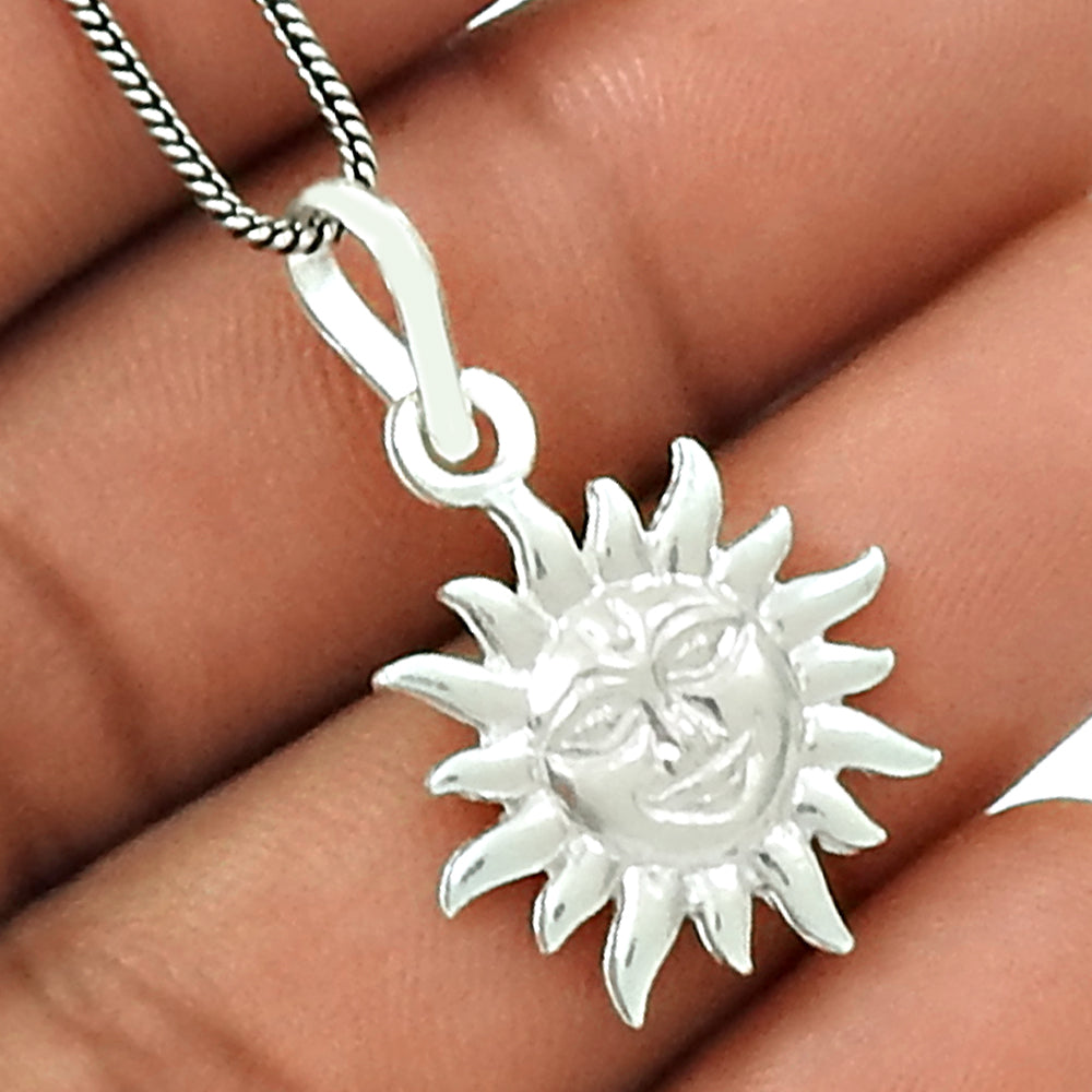 925 Solid Sterling Silver Sun Pendant Jewelry